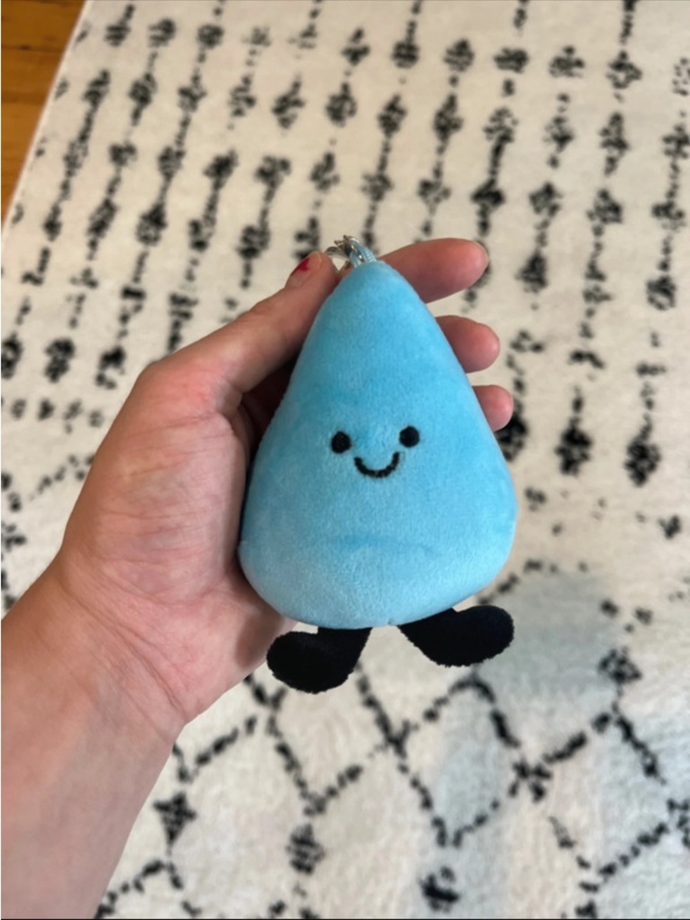 Blue Smiling Water Drop Plush Keychain